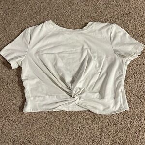 Women’s White Twist Front Crop Top